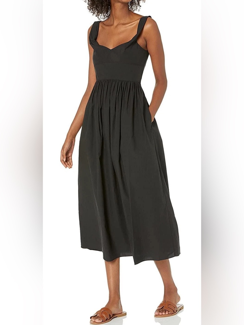 Rebecca Taylor Women's Sleeveless MIDI Dress, Black, Sweetheart Neckline size M